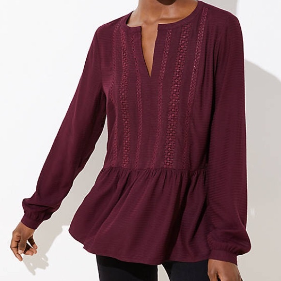 LOFT Lacy Peplum Blouse - Picture 2 of 8